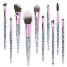 10pcs OEM Latest Beauty Needs Gradient Crystal Diamond Transparent Glitter Handle Beauty Makeup Brush Set Tools